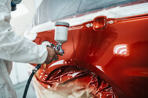 Vehicle in the bodyshop during accident damage repair