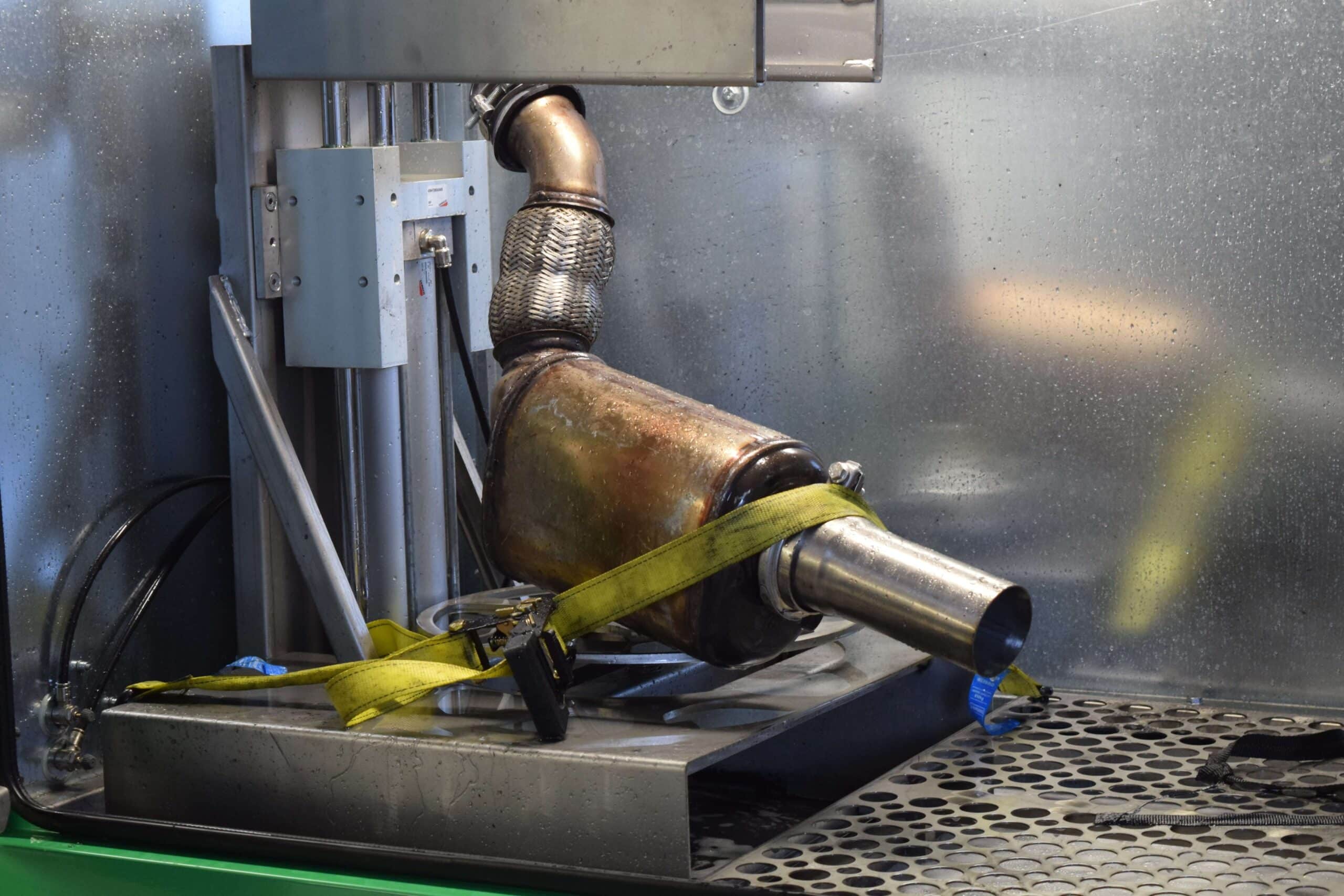DPF on the bench during off-car cleaning